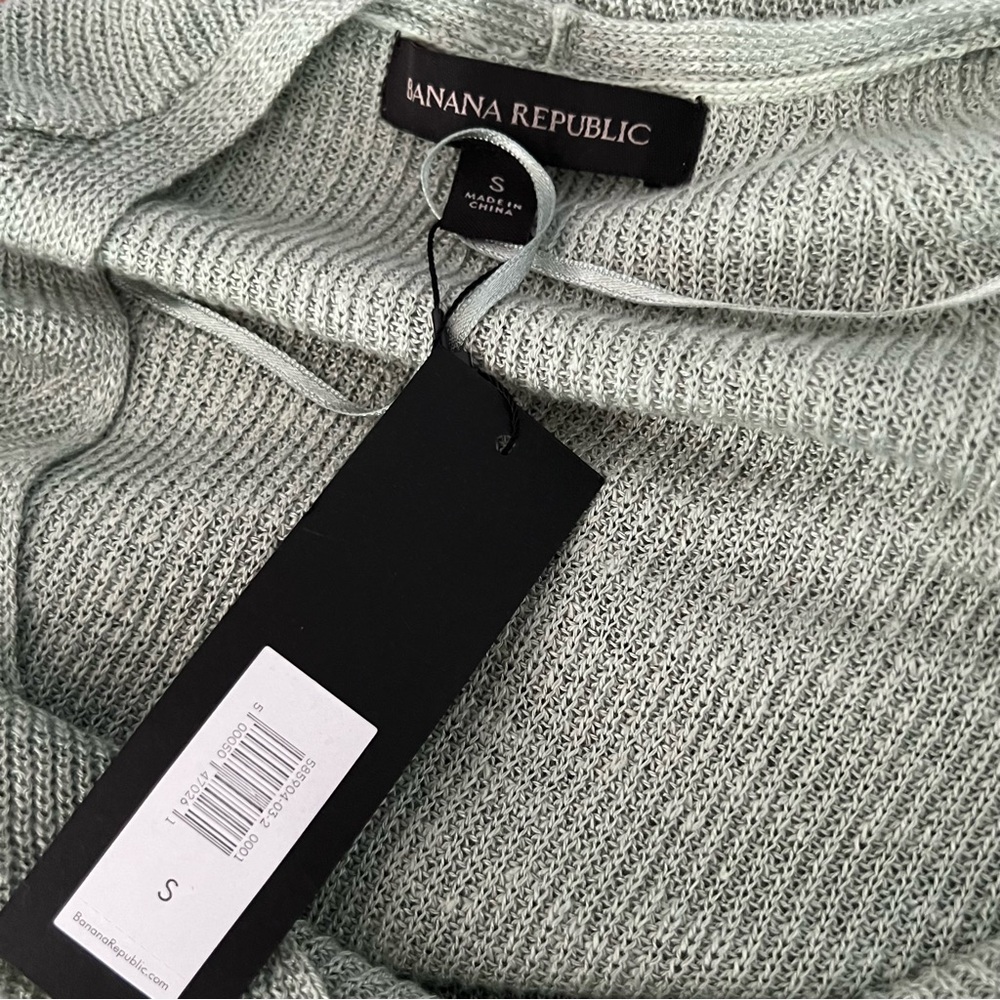 NEW Banana Republic Linen Blend Ribbed Knit V-Neck Casual Tunic Sweater SZ S - Picture 9 of 9